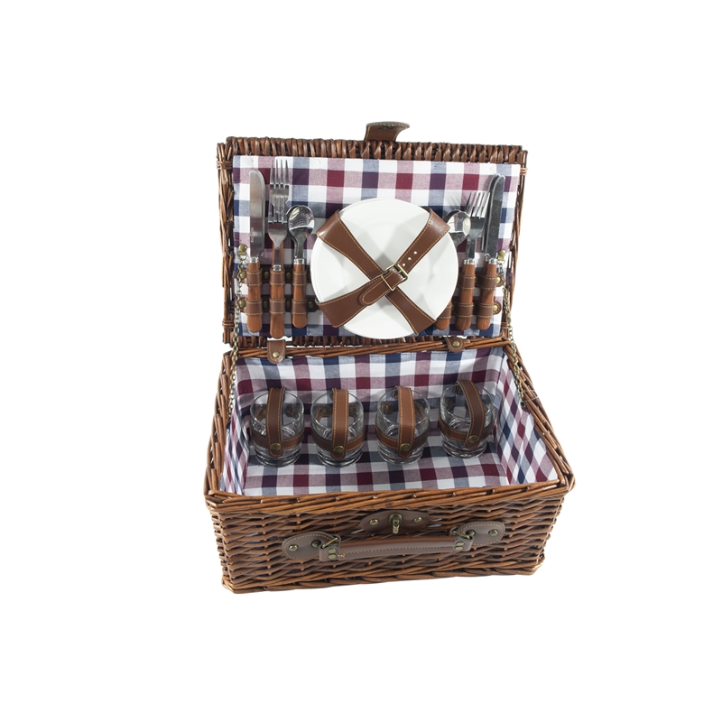 Picknickmand 4-persoons rood/blauw